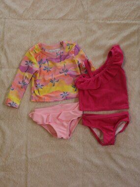 Lot of 2 Toddler Girl Two Piece Bathing Suits